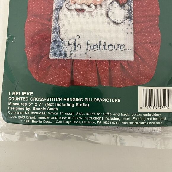 Bucilla Santa Claus I Believe Counted Cross Stitch Hanging Pillow Picture 33204 - Picture 4 of 5